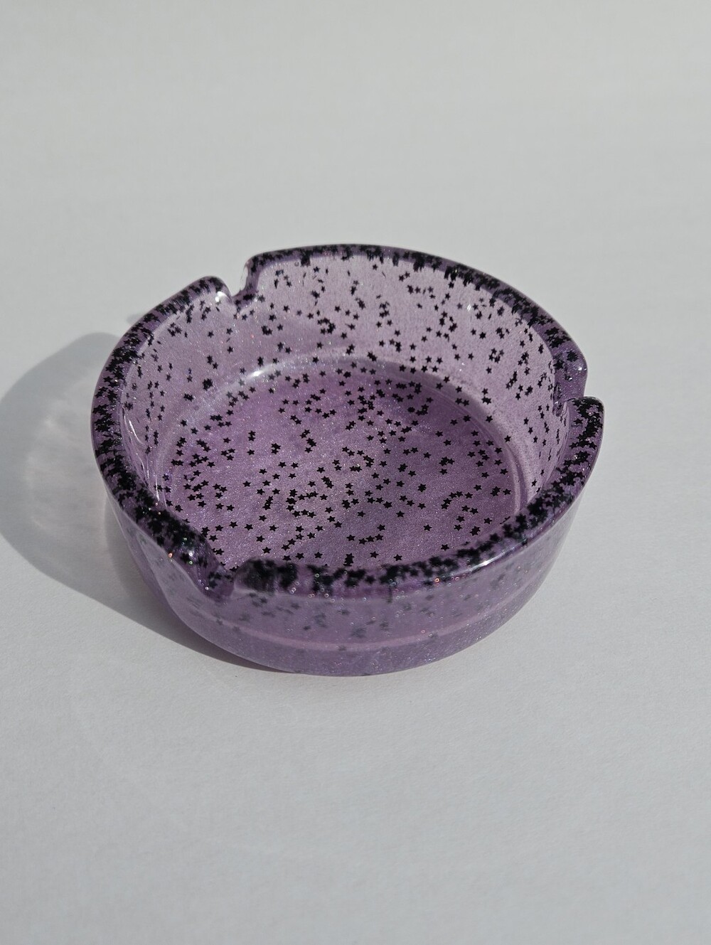 Handmade Star Glitter Purple Round Resin Ashtray Home Decor Celestial Space Art